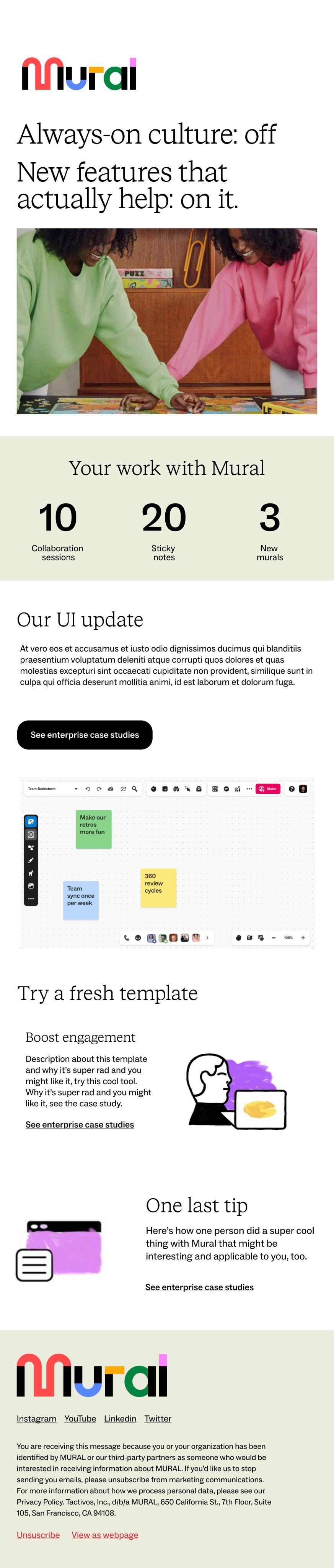 Modular MURAL newsletter example